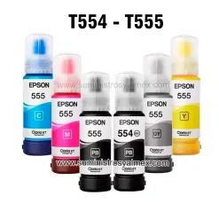 botellas de tinta epson t554 y t555 negro y colores original