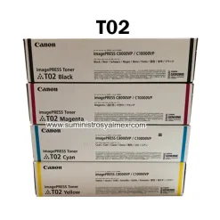 Pack Toner Canon T02 Negro y Colores Original