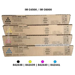 Pack Toner Ricoh IM C4500, IM C6000 Negro y Color Original