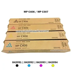 Pack Toner Ricoh MP C406 los 4 colores Original